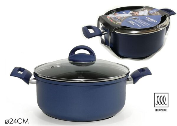 PENTOLA C/COP. 24CM DIAMOND NAVY BLUE ART.652429