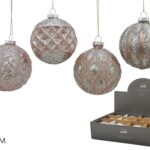PALLA DI NATALE VETRO 80MM ROSA 4ASS DISPLAY ART.424669