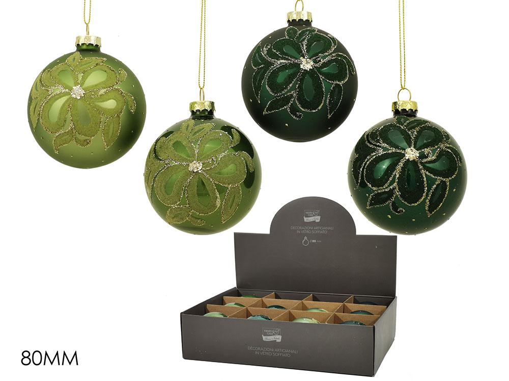 PALLE DI NATALE VETRO 80MM VERDE 4ASS DISPL ART.403142 PALLE DI NATALE VETRO 80MM VERDE 4ASS DISPL ART.403142