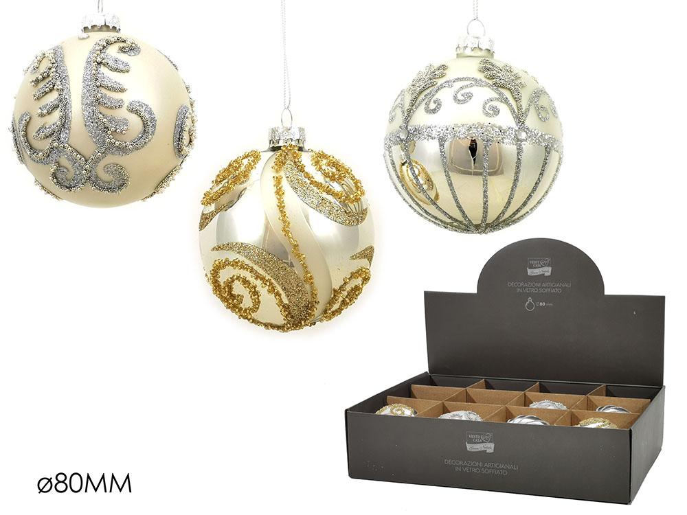 PALLE DI NATALE VETRO 80MM SILVER 4ASS DISPL ART.403151 PALLE DI NATALE VETRO 80MM SILVER 4ASS DISPL ART.403151