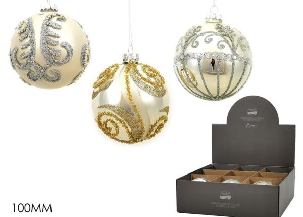 PALLE DI NATALE VETRO 100MM SILVER 4ASS DISPL ART.403152