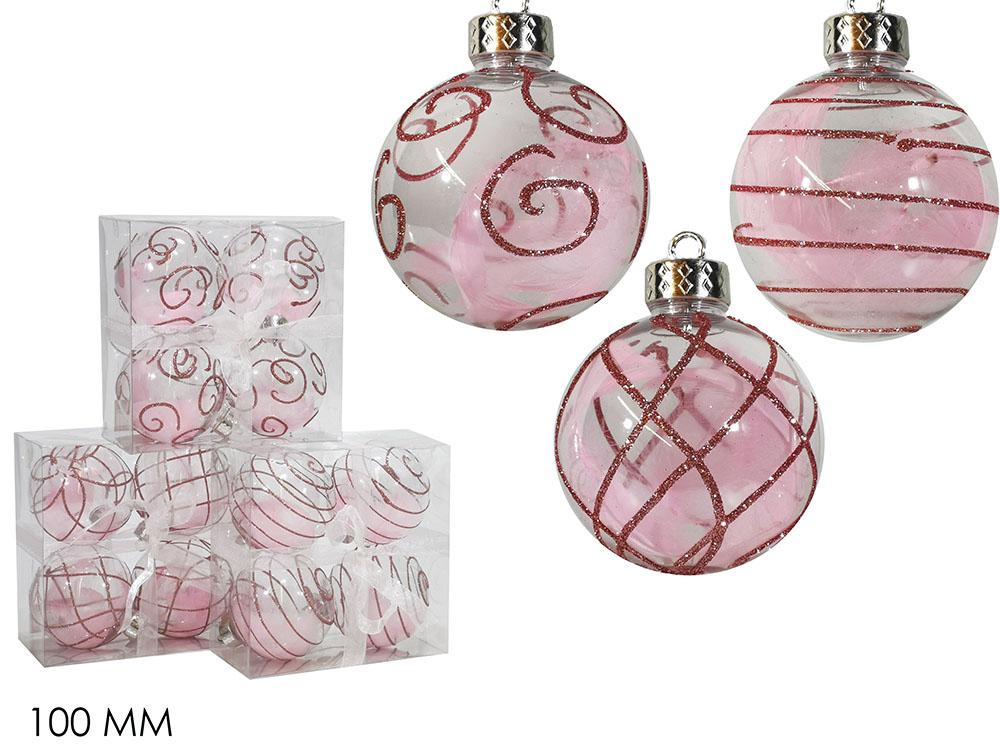 PALLE DI NATALE SET 4 100MM C/DEC. ROSA 3ASS ART.302080 PALLE DI NATALE SET 4 100MM C/DEC. ROSA 3ASS ART.302080