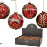 PALLE DI NATALE VETRO 80MM ROSSO 4ASS DISPL ART.403149
