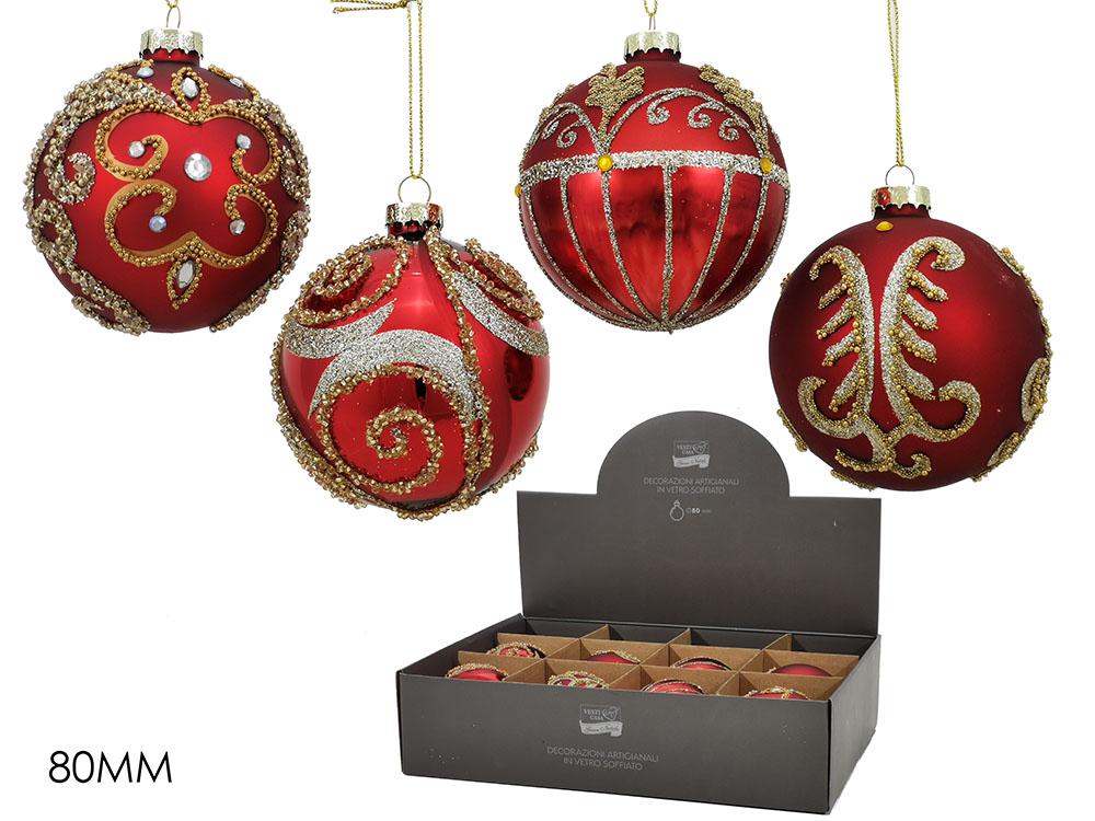 PALLE DI NATALE VETRO 80MM ROSSO 4ASS DISPL ART.403149 PALLE DI NATALE VETRO 80MM ROSSO 4ASS DISPL ART.403149