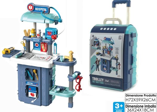 SET DOTTORE B/O LUCE 38PZ 3IN1 IN TROLL. ART.103358