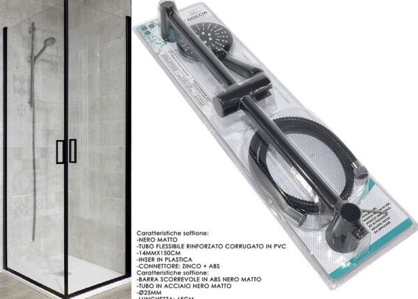 SET DOCCIA 3 GETTI C/ASTA NERO ART.561829