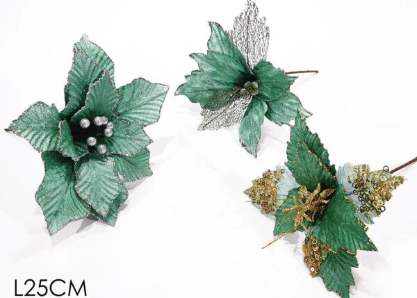 FIORE VELVET VERDE ACQ. C/GLITTER 3 ASS. ART.427809