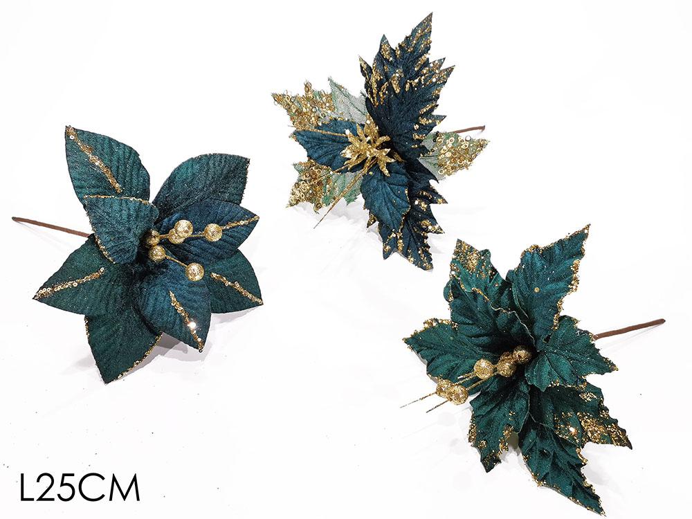 FIORE VELVET VERDE SC. C/GLITT.ORO 3 ASS ART.427810 FIORE VELVET VERDE SC. C/GLITT.ORO 3 ASS ART.427810