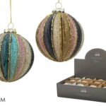 PALLA DI NATALE VETRO 80MM MULTICOLOR 2ASS DISPLAY ART.424695