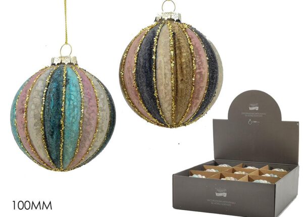 PALLA DI NATALE VETRO 100MM MULTICOLOR 2ASS DISP. ART.424696