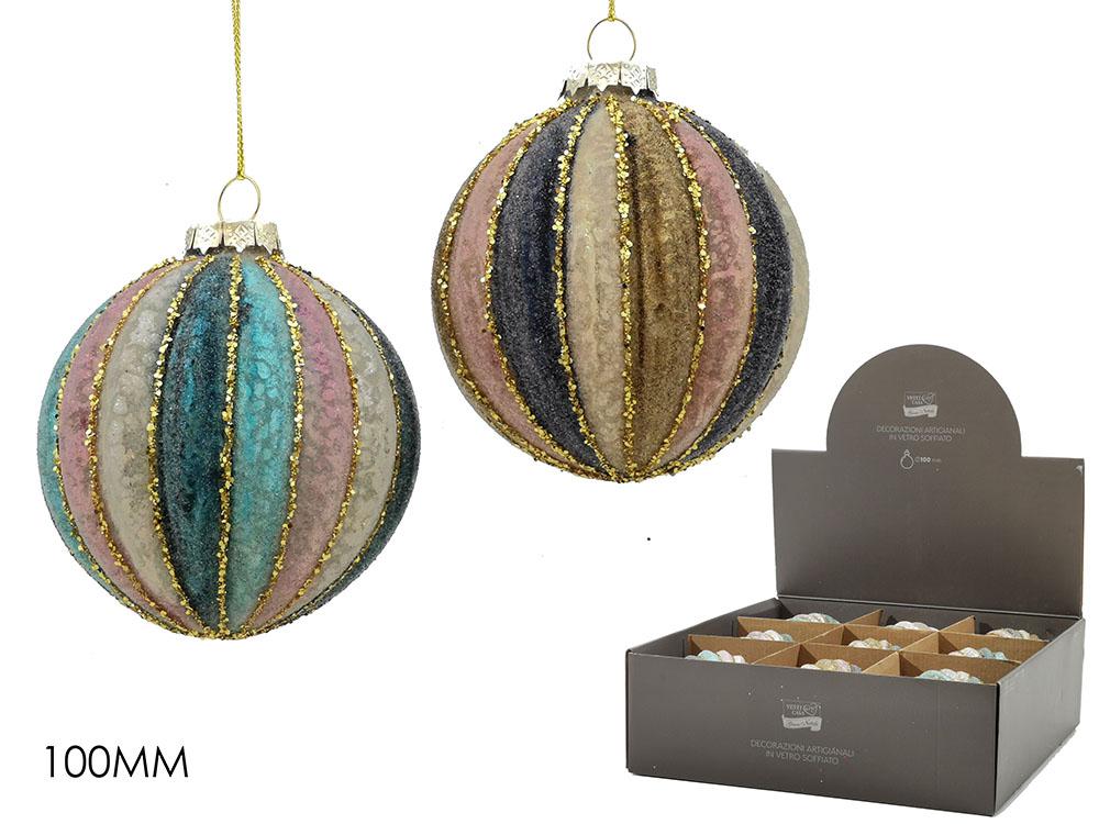 PALLA DI NATALE VETRO 100MM MULTICOLOR 2ASS DISP. ART.424696 PALLA DI NATALE VETRO 100MM MULTICOLOR 2ASS DISP. ART.424696