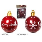 PALLA DI NATALE GONFIABILE Ã˜60CM BORDEAUX 2ASS ART.513017