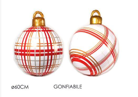 PALLA DI NATALE GONFIABILE Ã˜60CM RIGATA C/BIA.2ASS ART.513019