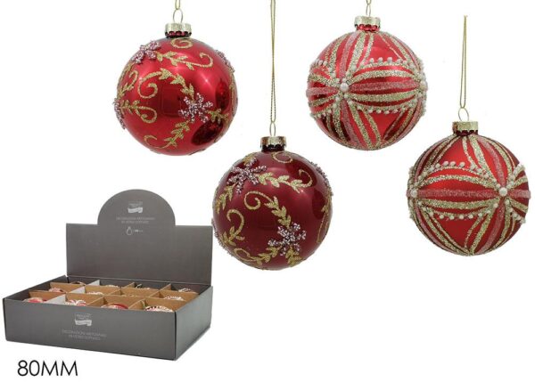 PALLA VETRO 80MM ROSSO 4 ASS DISPL ART.402962