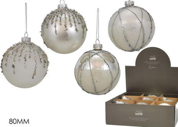 PALLA VETRO 80MM SILVER 4 ASS DISP ART.403973