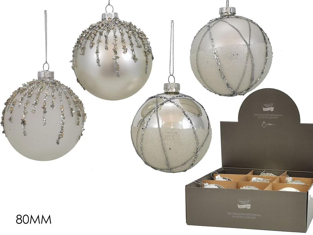 PALLA VETRO 80MM SILVER 4 ASS DISP ART.403973 PALLA VETRO 80MM SILVER 4 ASS DISP ART.403973