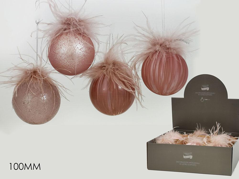 PALLE DI NATALE VETRO 100MM ROSA 4ASS DISP ART.403986 PALLE DI NATALE VETRO 100MM ROSA 4ASS DISP ART.403986