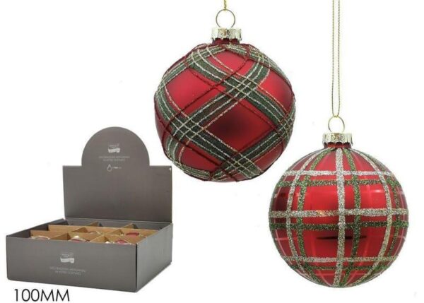 PALLA VETRO 100MM ROSSO SCOZZ.2ASS DISPL ART.402978