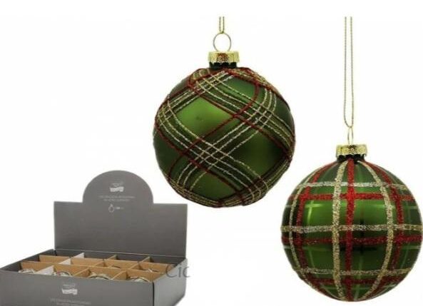 PALLA VETRO 80MM VERDE SCOZZ.2ASS DIS ART.402980