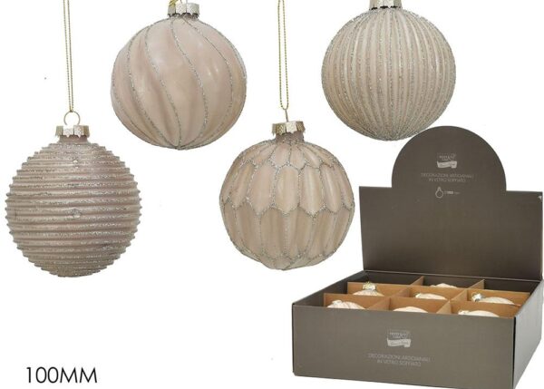 PALLA VETRO 100MM CREMA 4ASS DISP ART.404076