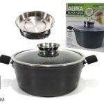 CASSERUOLA AURA C/COP. VETRO 24CM INDUZ. NERO ART.572591
