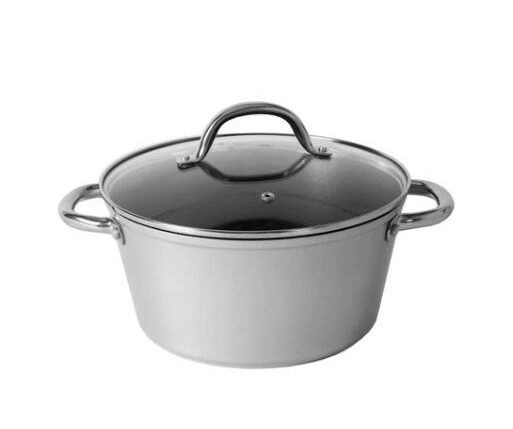 PENTOLA BASSA 24CM INDUZ. TITANIUM/SILVER C/COP. ART.652328