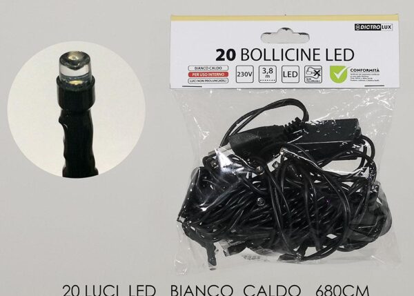 MINILUCCIOLE LED 20PZ BIANCO CALDO ART.450454