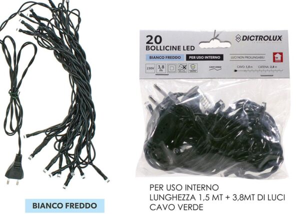 MINILUCCIOLE LED 20 PZ BIANCO FREDDO ART.450456