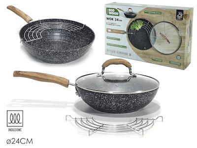 WOK"STONE ECO WOOD" Ã˜24CM C/GRI. INDUZ. ART.572525