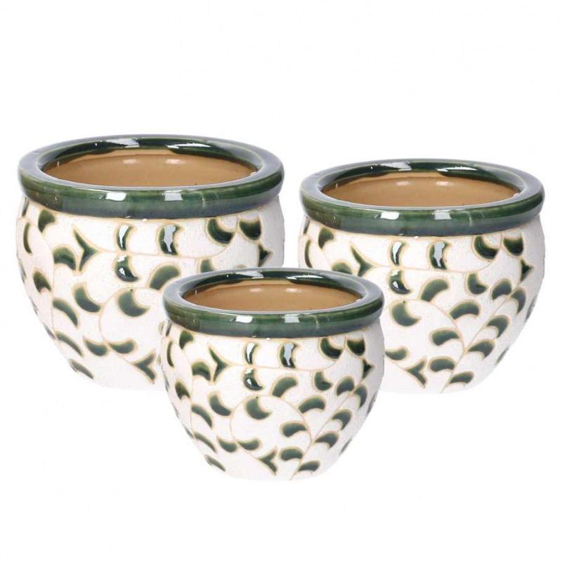 COPRIVASO CERAMICA 1^ BIANCO VERDE C/FOGLIE CMØ17H13 ART.5822260100 COPRIVASO CERAMICA 1^ BIANCO VERDE C/FOGLIE CMØ17H13 ART.5822260100