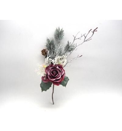 RAMO 20842 AGHI PINO C/ROSA ROSSA 35CM