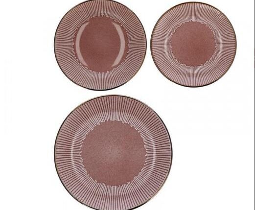 SERVIZIO PIATTI CERAMICA MARRONE 18PZ ART.74283