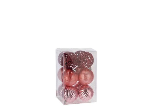 PALLINE DI NATALE S/12 ROSA A3MOD DIAM8 ART.84544