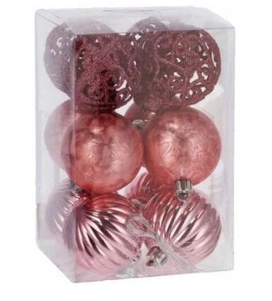 PALLINE DI NATALE S/6 ROSA A3MOD DIAM10 ART.84545