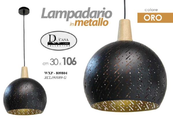 LAMPADARIO IN METALLO NERO/ORO 30*30*106 XCL191089/G ART.809804
