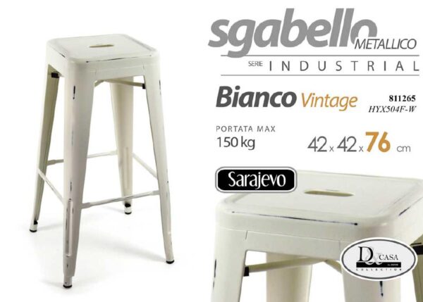 SGABELLO ALTO BIANCO VINTAGE H76 $ ART.811265