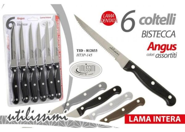 SET 6 COLTELLI ANGUS ASS PP LAMA 12CM HT3P145 ART. 812033