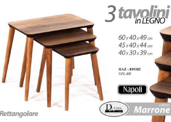 TAVOLO NAPOLI RETT.LEGNO MEDIO 45X40X44CM ART.839924 ART.839924