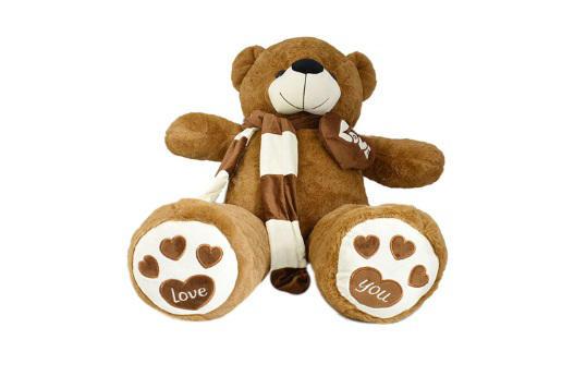 ORSO PELUCHE C/SCIARPA+CUORE 80CM MARRONE ART.6680003