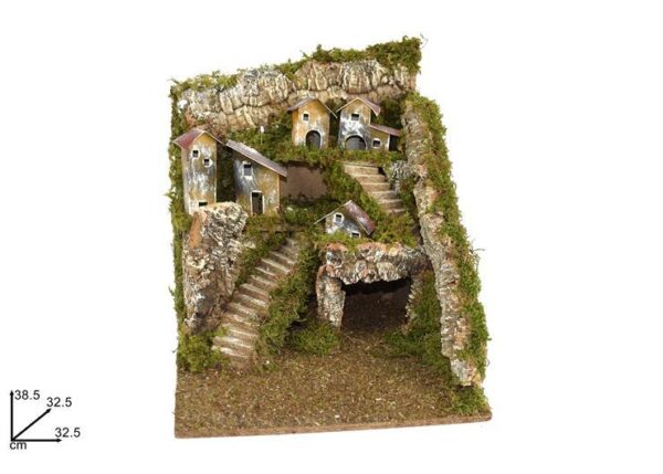 AMBIENTAZIONE C/VILLAGGIO/GROTTA/SCALE CM 32,5X32,5X38,5 VUOTO SFUSO/BUL
