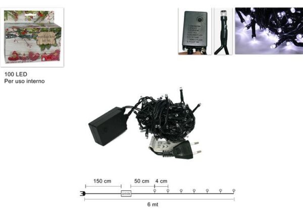 MINILUCCIOLA 100LED BIANCA IN SCATOL USO INTERNO YC-LED-100C-IW