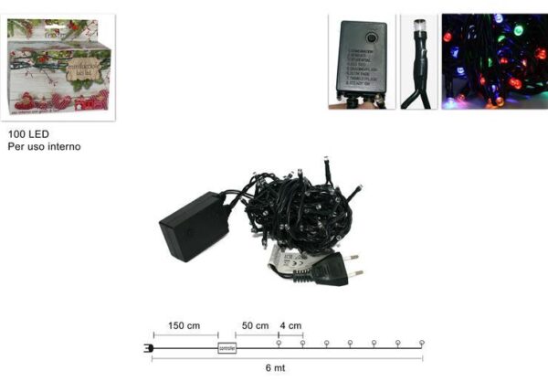 MINILUCCIOLE 100LED MULTICOLOR IN SCATOLA USO INT.YC-LED-100C-M