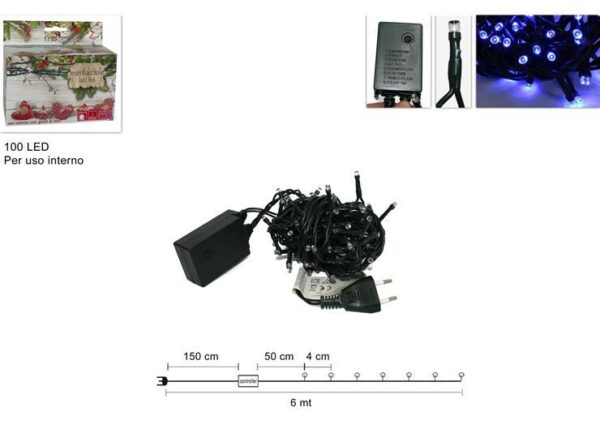 MINILUCCIOLA 100LED BLU IN SCATOLA USO INTER.YC-LED-100C-B