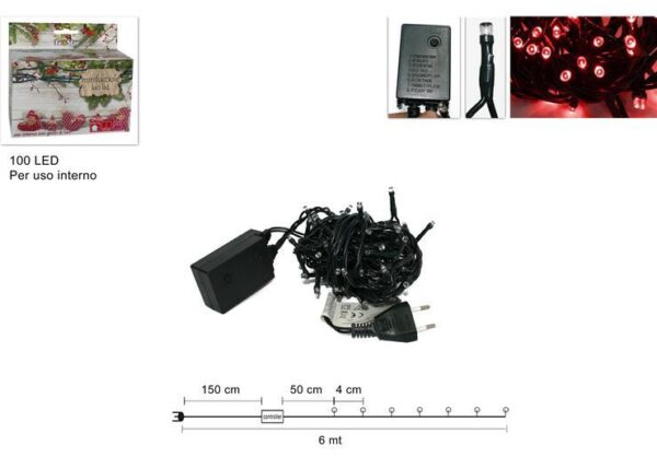 MINILUCCIOLA 100LED ROSSA IN SCATOLA USO INTERNO YC-LED-100C-R