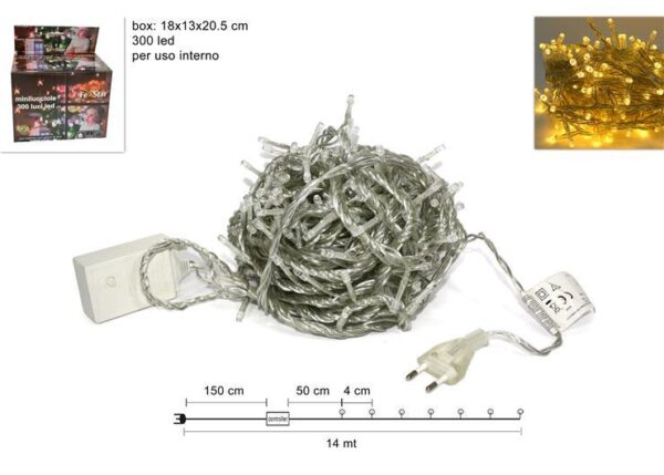 MINILUCCIOLA 300LED BIANCA CALDO CAV TRASP.IN SCATOLA YC-LED-300C-WW/TW