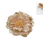 FIORE PETALI VELLUTO E RETE C/PINZA ORO TYC-160272 G