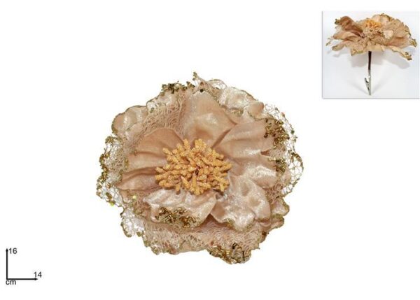 FIORE PETALI VELLUTO E RETE C/PINZA ORO TYC-160272 G