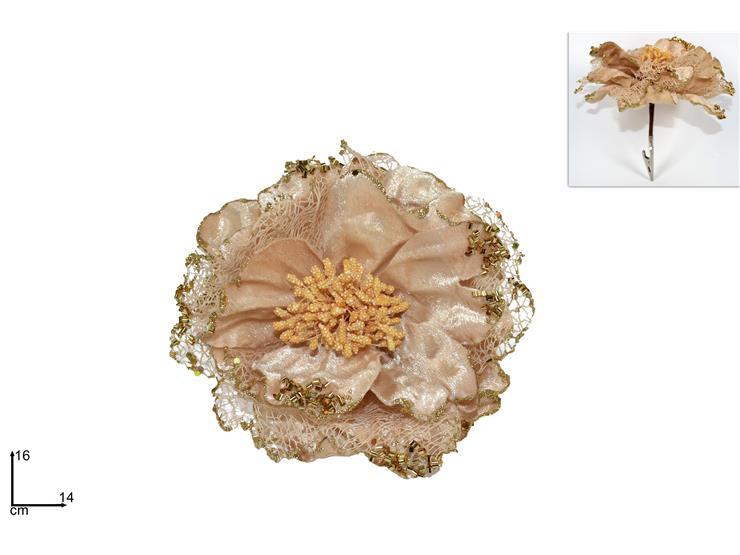 FIORE PETALI VELLUTO E RETE C/PINZA ORO TYC-160272 G FIORE PETALI VELLUTO E RETE C/PINZA ORO TYC-160272 G
