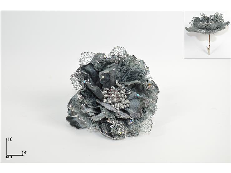 FIORE PETALI VELLUTO E RETE C/PINZA SILVER TYC-160272 S FIORE PETALI VELLUTO E RETE C/PINZA SILVER TYC-160272 S