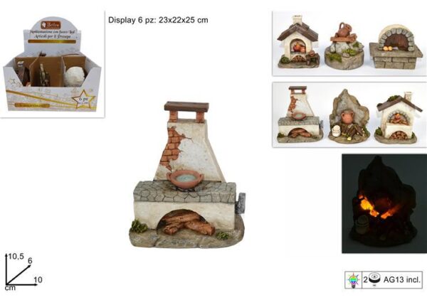 AMBIENTAZIONE FUOCO CON LED BATT.6 ASS.59160/61/62/65/67 ART.CM000450